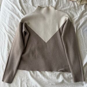 Cynthia Rowley Cream and Tan Cowl Neck Sweater